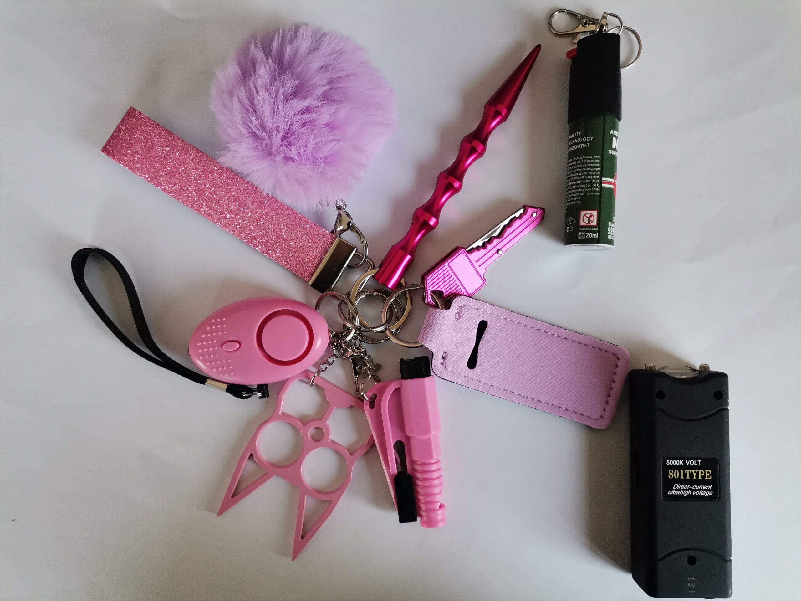 Super-Cute Pepper Spray Keychain for Self Defense, Pink Glitter